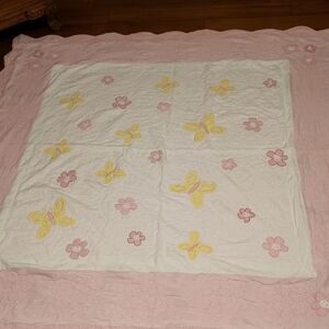 Pottery Barn Kids Quilt With Butterflies & Flowers with 2 Shams